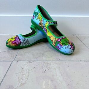 Colorful Map Print Women's Flats